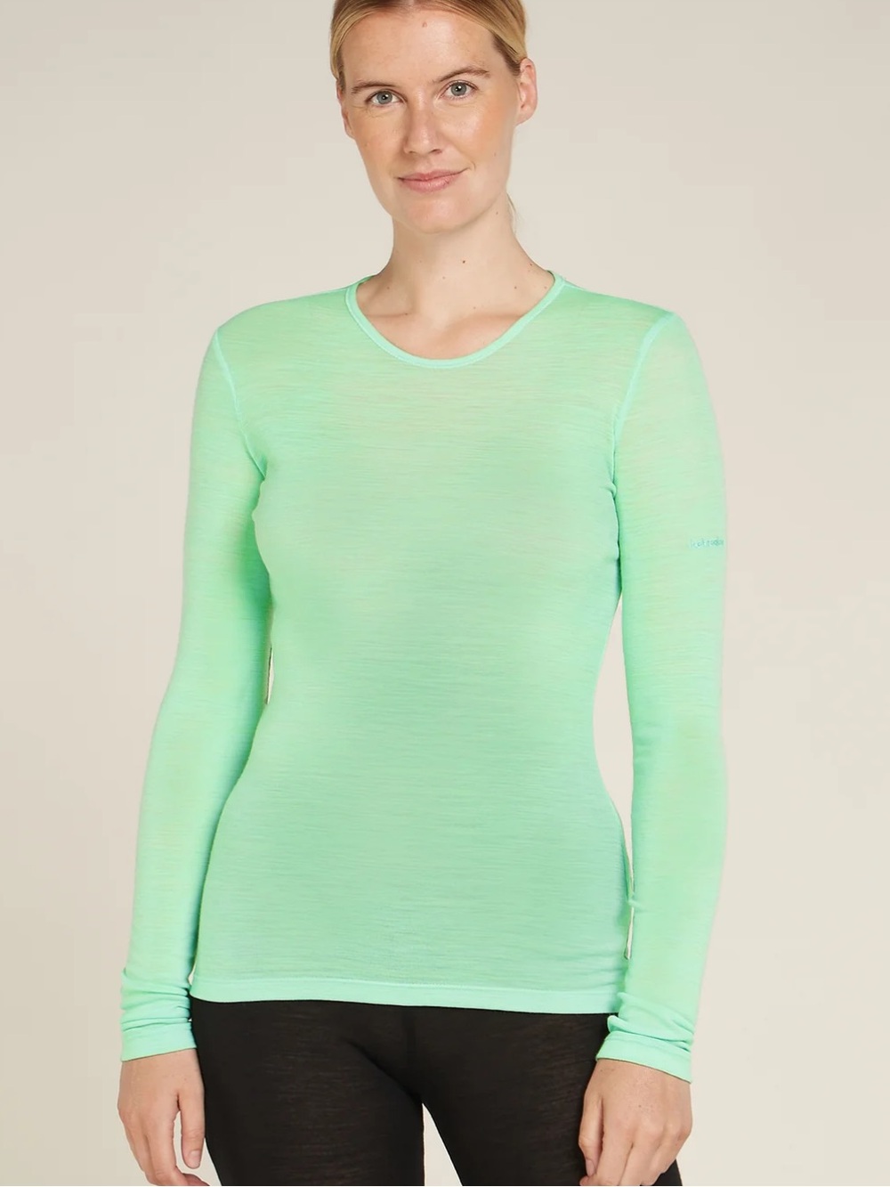 Icebreaker Women’s Merino 175 Everyday Long Sleeve Crew Thermal Top Glass Green